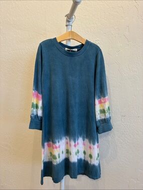 Fairwell Teal Tie-Dye Tunic with Pastel Bands